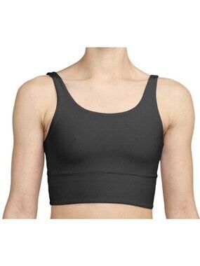 NWT Nike Zenvy Rib Women's Light-Support Longline Sports Bra Black Size XS